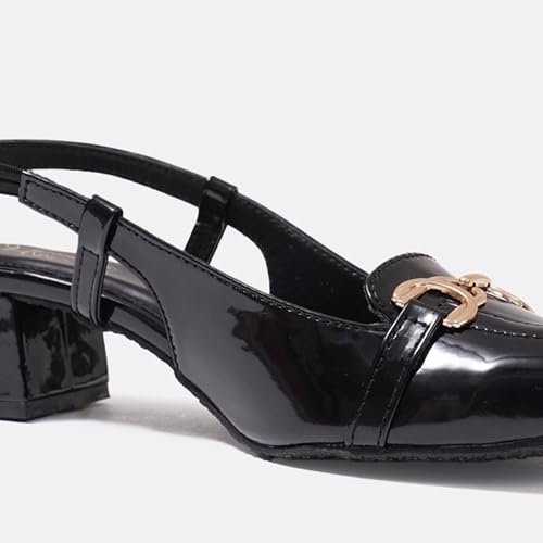 Image of JM LOOKS Womens Slingback Block Heels Closed Square Toe Dress Work Slip on Back Strap Business Pumps