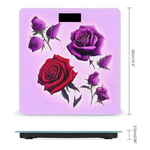 Báscula Digital de Baño con Flores Rojas y Púrpuras miniatura 2