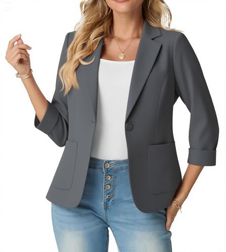 Blazer élégant à manches 3/4 pour femme GRECERELLE avec col revers