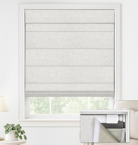LazBlinds No Drill Roman Shades for Windows, Cordless Blackout Window Shades with UV Protection, Polyester Fabric for Bedroom & Living Room, 34