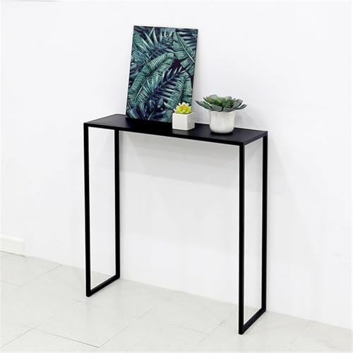 Mesa de hierro estrecha rectangular mesas de sofá altas delgadas negra 8