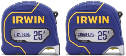 IRWIN Strait-LINE Tape Measure, 25 ft, 2 Pack, Includes Retraction Control, for All Your Measuring Needs (IWHT39396S)