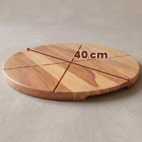 Talerz do pizzy z litego drewna bukowego z wcięciami XL 40 cm