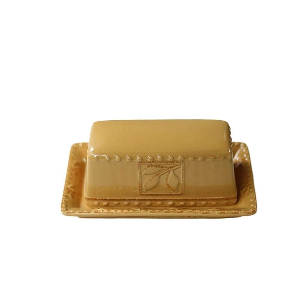 Zyyanshop One Color Butter Dish Ceramic Butter Dish With Lid Rectangular Cheese Organiser For Kitchen And Dining Room