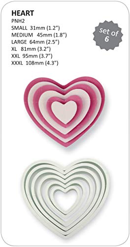 PME PNH2 Heart Cutters, Set of 6, White, 11 x 1 x 11 cm