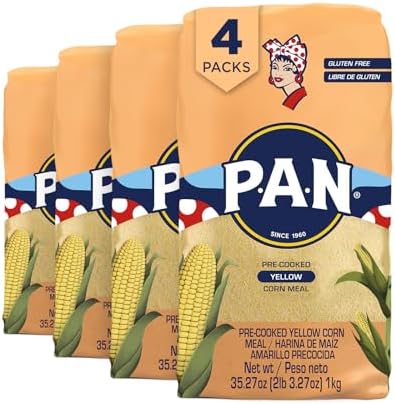 P.A.N. Yellow Corn Meal – Pre-cooked Gluten Free and Kosher Flour for Arepas (2.2 lb/Pack of 4)