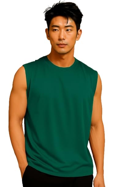 Image of JUGULAR Tank Tops Sleeveless T-Shirt for Men Gym Wear Vest Solid Stylish Round Neck Running for Sports Workout Fitness & Casual or Beach Wear