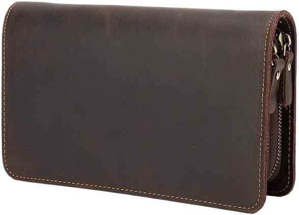 The Retro Top of The line Crazy Horse Cowhide Phone Pairs Well with A Clutch for Outdoor Use