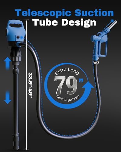 Image of Electric Drum Barrel Pump with DEF-Resistant 3 /4 inch Hose, 120V AC /12V DC, 2-Inch Bung Adapter, 5 GPM, 55 Gallon Drum Pump for DEF, Diesel & Antifreeze