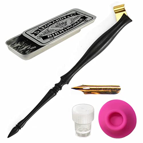 Oblique Calligraphy Pen Set with Speedball Hunt 22B Extra Fine Nib and Nib Storage - Copperplate Calligraphy Pen Lettering caligraphy pen kits,copperplate calligraphy pen