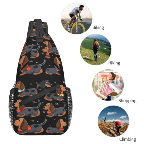 Mochila tipo Sling Bag I Love My Dog Dachshunds Negra miniatura 5
