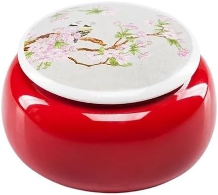 SONGCHAO Sugar Jar Ceramic Tea Cans Pattern Flat Cans Sealed Candy Nuts Coffee Beans Herbs Storage Tank Bottles Desktop with Covers Tea Canister (Color : B)