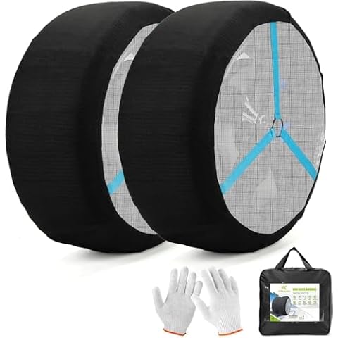 K-Musculo Snow Socks for Tires, Snow Socks Snow Chain for Car SUV Pickup Easy to Use, Ultimate Grip, Washable.100 KM Safely In The Snow(2 PACKS) KA73 Cover