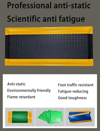 20mm Thick Anti-Fatigue Mat, Non-Slip, Wear-Resistant, Fatigue Relief, Black, 0.6x0.7m/2.0x2.3ft, Perfect for Kitchen, Office, and Workshop Use
