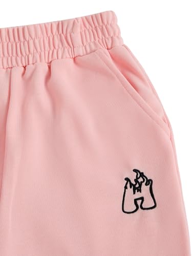 Image of Verdusa Girl's Sweatpants Graphic Embroidery Straight Leg Athletic Pants with Pockets