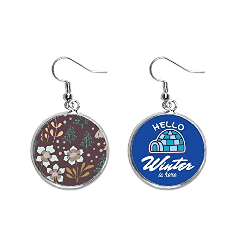 Pendientes de gota con pintura de flor marrón estilo cubito de hielo invernal para mujer