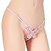 Sekexi Fashion Women Sexy Underwear Cutout Pendant Pearl Beads Embellished Lace Butterfly G-String Thong Underpants Pink