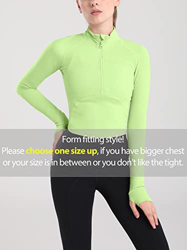 Image of Women's Athletic Half Zip Pullover Sweatshirt Workout Top Crop Quarter Zip Pullover Yoga Running Jackets