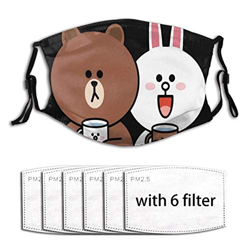 JUCHen Fashion Comfortable Windproof mask,Printed Facial Decorations for Unisex M Cute Brown Bear Cony Bunny Rabbit Lovers