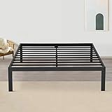 PrimaSleep 16 Inch Dura Comfort Steel Slat Non-Slip Bed Frame, Full, Black