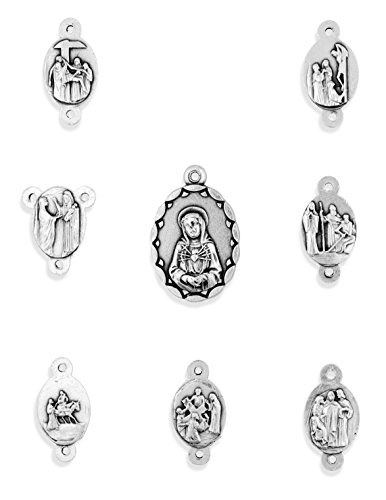 Seven Sorrows Rosary Medals - Complete Set of 8 pcs!