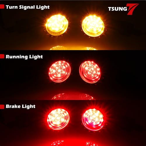 Image of TSUNG 2PCS Motorcycle Rear Turn Signals LED Bullet SMD Blinkers Brake Tail Light Amber Red Indicators for Cruiser Chopper Bobber Cafe Racer Street Bike (SMD LED-4wire Chrome)