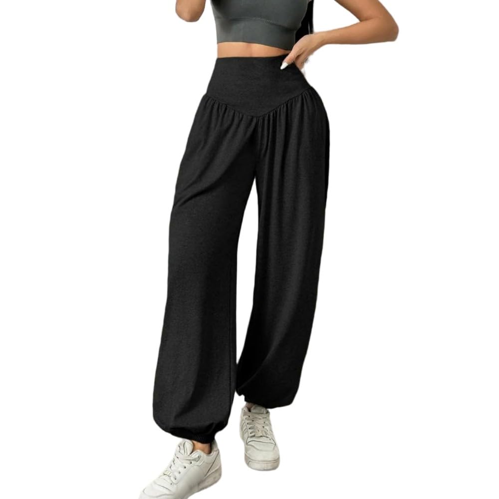 JJDFW legginsy damskie z wysokim stanem latarnia spodnie z mankietami wygodne i oddychające spodnie do tańca siłownia fitness jegginsy