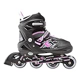 Cuscinetti: ABEC-5 Pattini in linea professionali per bambini e adulti - Luminous rollo anteriore - Taglia regolabile - Nero/Rosa - Tg. L (38-41)