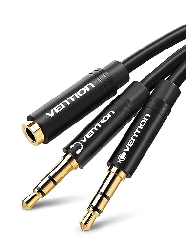 VENTION 30cm 3.5mm Audio Splitter for Headphones, Speakers, and Mic, Compatible with OMTP and CTIA Standard