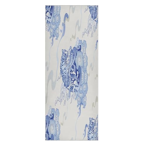 pnyoin Tiger Climbing with Cloud Yoga Towel,Hot Yoga Mat Towel with Grip Dots Sweat Absorbent Non-Slip for Hot Yoga, 24