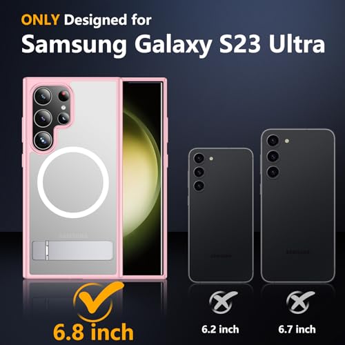 Image of SPIDERCASE Magnetic for Samsung Galaxy S23 Ultra Case, [3 Stand Ways][ Military Grade Drop Protection] with Invisible Stand Shockproof Slim Case for Samsung S23 Ultra 6.8 inch, Pink