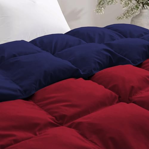 Image of Fluffy 600 GSM Winter Comforter Double Bed Size 90 inchX100 inch - 600 GSM Heavy Winter Quilt Microfiber Rajai /Duvet /Blanket Super Soft Double Bed - Navy Blue /Burgundy Color