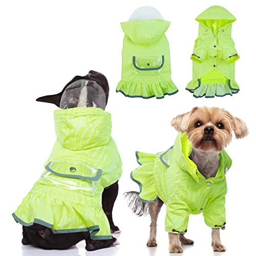 Dog Raincoat With Hood For Small Medium Dogs, Reflective Dog Rain Coat Rainproof Jacket, Hooded Dog Slicker Poncho With Leash Ring, Dog Windproof Clothes Waterproof Dog Dress With Transparent Brim #TOP1