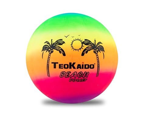 Teokaido, Pallone in Gomma Multiuso, Palla da Spiaggia per Bambini e Adulti, Ideale per Calcio e Pallavolo, in PVC Leggero e Resistente, Gioco per Mare, Parco e Giardino, Diametro 22.5, 180gr
