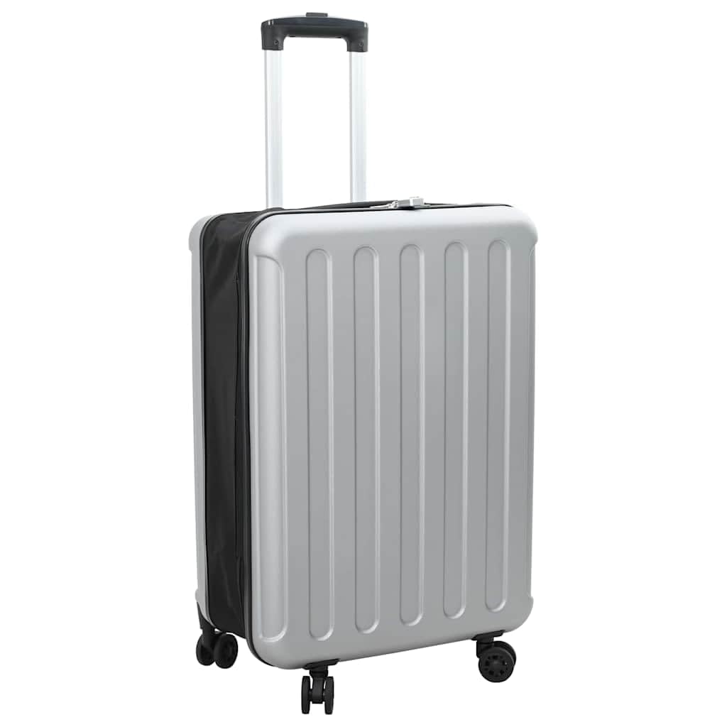 Srebrna walizka podróżna z zamkiem z tworzywa sztucznego ABS, 43 x 27 x 66 cm, 3,7 kg, twarda obudowa, na urlop, podróż, lot, pociąg, weekend, transport w kabinie