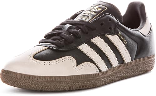 Image of adidas Originals Samba OG Women's Sneakers, Core Black /Wonder Beige /Gold Metallic, Size 7.5