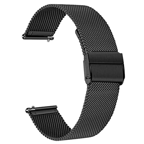 Edelstahl Mesh Uhrenarmbander 20mm YUTOU Smartwatch Schnellverschluss Watch Uhren Ersatzband Ersatz Metall Armband Schnellverschluss Uhrenarmband Smart Watch Armbänder für Herren Damen (Schwarz) Cover