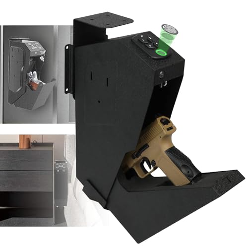 Caja fuerte para armas, caja fuerte biométrica para pistolas con huella dactilar, acceso rápido, caja fuerte desplegable para pistolas, caja fuerte para armas de montaje único para el escritorio