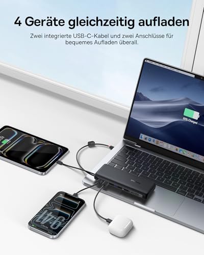 Baseus FC41 100W 20000mAh Powerbank Laptop, Schnellladen Power Bank mit 2 Integriertem USB-C Kabel, Externe Handyakkus für MacBook Pro… – Ansicht 3