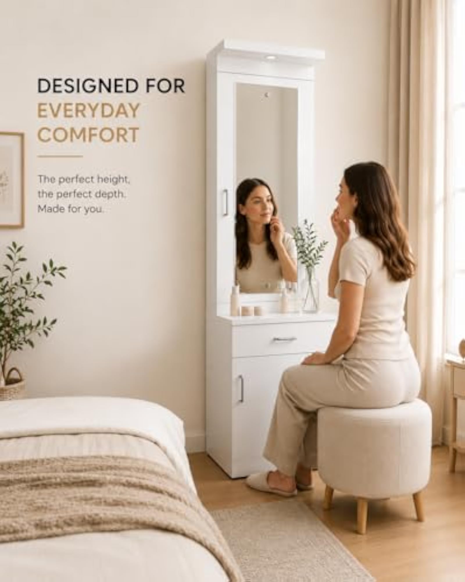 Dressing Table with Storage and Mirror