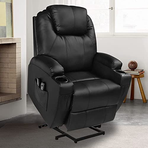 RELAXIXI Power Lift Recliner Chair Single Living Room Sofa with Massage,Home Theater Seating with Heat and Vibration Sofa Back and Detachable Armrest