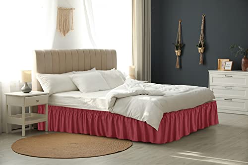 Ruffled Burgundy Queen Bed Skirt – Hotel-Quality Ruffles For Queen Beds With 18 In. Drop – Elastic Wrap Around Dust Ruffle Queen Bedskirt For Easy Fitting With Brushed Fabric By Cgk Unlimited #TOP5
