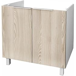 Fregadero Bajo Encimera Madera Berlioz Creations Cajonera Inferior de Cocina bajo Fregadero 80, Madera de ingeniería, Fresno Arenado, 80 x 52 x 83 cm