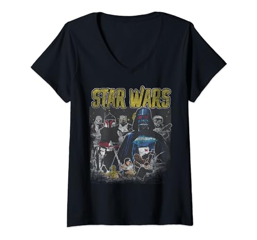 T-shirt Star Wars femme col V respirant et imprimé portrait usé haute durabilité