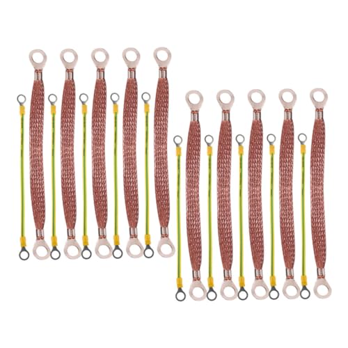 Cabilock 20pcs Heavy Duty Braided Ground Wire Terminals Automotive Ground Strap Engine Grounding Cable for Car Truck Vehicle Safety