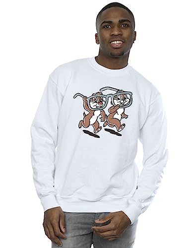 Disney Men's Chip 'n Dale Glasses Sweatshirt White XX-Large