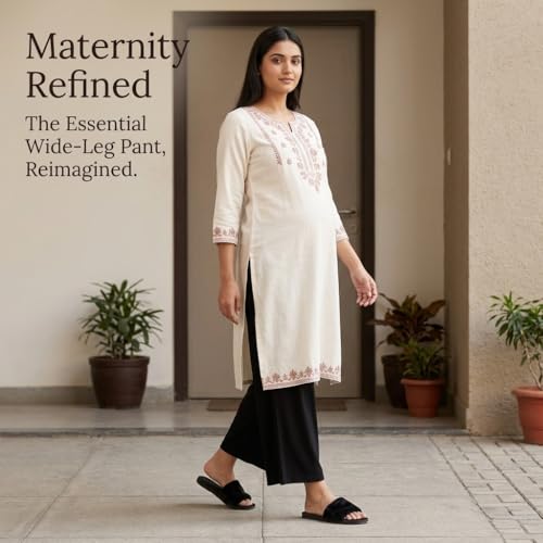 Image of AV2 Women High Rise Cotton Lycra Stretchable Relaxed Fit Maternity Pants | Maternity Yoga Pants | Maternity Trousers -5556