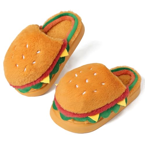 CicoMuin Hot Dog Slippers Plush Fuzzy Slip on Indoor Thermal Slippers Comfy Memory Foam Non-slip House Shoes