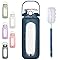 Bluego 64oz Glass Water Bottles With Straw Time Marker Half - View #3
