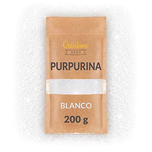 Creative Deco 200g Blanca Purpurina Manualidades Pintura Pared | Brillantina para Decorar | Ultra-fina 0,2mm | Adición Brillo para Esmalte de Uñas, Resina Epoxi | Decoración